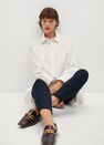 Mango - navy Cotton leggings with pleat detail Mango - navy Cotton leggings with pleat detail