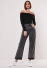 Missguided - Black Bardot Long Sleeve Bodysuit Missguided - Black Bardot Long Sleeve Bodysuit