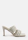 Missguided - Cream Double Strap Square Toe Woven Mules Missguided - Cream Double Strap Square Toe Woven Mules