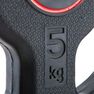 DOMYOS - 5 Kg Rubber Weight Disc with Handles 28mm - 5kg, Black DOMYOS - 5 Kg Rubber Weight Disc with Handles 28mm - 5kg, Black