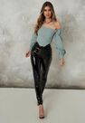 Missguided - Blue Crepe Bardot Corset Top Missguided - Blue Crepe Bardot Corset Top