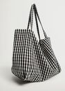 Mango - black Gingham-check fabric shopper bag Mango - black Gingham-check fabric shopper bag