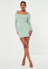 Missguided - Green Sage Ribbed Ruched Bust Mini Dress Missguided - Green Sage Ribbed Ruched Bust Mini Dress