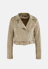 Missguided - Kahki Olive Faux Suede Bonded Biker Jacket Missguided - Kahki Olive Faux Suede Bonded Biker Jacket