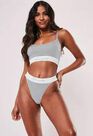 Missguided - Grey Missguided Script Jersey Bralet Missguided - Grey Missguided Script Jersey Bralet