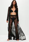 Missguided - Black Premium Black Lace Beach Trousers Missguided - Black Premium Black Lace Beach Trousers