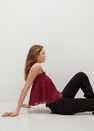 Mango - Dark Red Flowy Strap Top, Women Mango - Dark Red Flowy Strap Top, Women