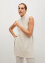 Mango - light beige Long gilet with openings Mango - light beige Long gilet with openings