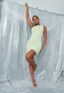 Missguided - Green Mesh One Shoulder Mini Dress Missguided - Green Mesh One Shoulder Mini Dress
