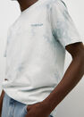 Mango - medium blue Tie-dye embroidered message t-shirt, Men Mango - medium blue Tie-dye embroidered message t-shirt, Men
