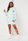 Missguided - Mint Playboy X Missguided Tie Dye Bunny Back Hoodie Dress Missguided - Mint Playboy X Missguided Tie Dye Bunny Back Hoodie Dress