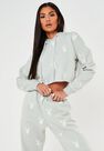 Missguided - Grey Playboy X Missguided Repeat Print Cropped Hoodie Missguided - Grey Playboy X Missguided Repeat Print Cropped Hoodie