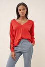 Salsa Jeans - Red Knitted sweater with band on arm Salsa Jeans - Red Knitted sweater with band on arm