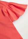 Mango - Bright Red Frills Cotton T-Shirt, Women Mango - Bright Red Frills Cotton T-Shirt, Women