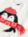 Reserved - White Christmas Sweater With Penguin Print, Kids Girl Reserved - White Christmas Sweater With Penguin Print, Kids Girl