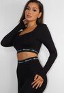 Missguided - Black Missguided Script Crop And Shorts Loungewear Set Missguided - Black Missguided Script Crop And Shorts Loungewear Set