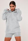 Missguided - Grey Hoodie And Cycling Shorts Co Ord Set Missguided - Grey Hoodie And Cycling Shorts Co Ord Set