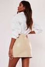 Missguided - Cream Cream Faux Leather Lace Up Mini Skirt Missguided - Cream Cream Faux Leather Lace Up Mini Skirt