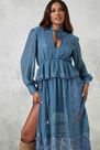 Missguided - Blue Lace Insert Midaxi Smock Dress Missguided - Blue Lace Insert Midaxi Smock Dress