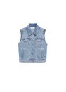 Mango - open blue Denim gilet with pockets, Women Mango - open blue Denim gilet with pockets, Women