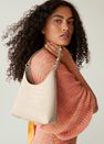 Mango - Light Beige Croc-Effect Baguette Bag, Women Mango - Light Beige Croc-Effect Baguette Bag, Women