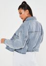 Missguided - Blue Blue Pleat Back Oversized 80S Denim Jacket Missguided - Blue Blue Pleat Back Oversized 80S Denim Jacket