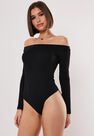 Missguided - Black Bardot Long Sleeve Bodysuit Missguided - Black Bardot Long Sleeve Bodysuit