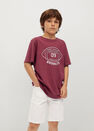 Mango - Dark Red Printed Cotton-Blend T-Shirt, Kids Boy Mango - Dark Red Printed Cotton-Blend T-Shirt, Kids Boy