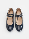 Reserved - Navy High Shine Ballerinas With Straps, Kids Girl Reserved - Navy High Shine Ballerinas With Straps, Kids Girl