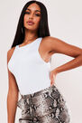 Missguided - White Seam Free Racer Neck Bodysuit Missguided - White Seam Free Racer Neck Bodysuit