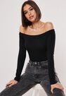 Missguided - Black Bardot Long Sleeve Bodysuit Missguided - Black Bardot Long Sleeve Bodysuit