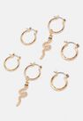 Missguided - Gold Gold Look Snake Charm Hoop Earrings 3 Pack Missguided - Gold Gold Look Snake Charm Hoop Earrings 3 Pack