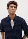 Mango - navy Regular fit checked flannel shirt Mango - navy Regular fit checked flannel shirt