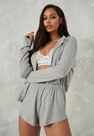 Missguided - Grey Soft Touch Long Sleeve Top And Shorts Pyjama Set Missguided - Grey Soft Touch Long Sleeve Top And Shorts Pyjama Set
