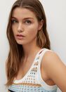 Mango - Pastel Grey Openwork Cotton Gilet Mango - Pastel Grey Openwork Cotton Gilet
