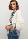 Mango - light beige Striped cotton cardigan Mango - light beige Striped cotton cardigan