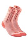 QUECHUA - Children's Mid Hiking Socks SH100 Warm x2 Pairs- Coral/Grey, EU 27-30 QUECHUA - Children's Mid Hiking Socks SH100 Warm x2 Pairs- Coral/Grey, EU 27-30