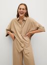 Mango - Light Beige Oversize Flowy Shirt Mango - Light Beige Oversize Flowy Shirt