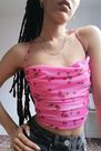 Urban Outfitters - Pink UO Hailey Mesh Tie-Up Print Top Urban Outfitters - Pink UO Hailey Mesh Tie-Up Print Top
