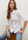 Mango - Natural White Essential Cotton-Blend Shirt Mango - Natural White Essential Cotton-Blend Shirt