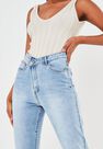Missguided - Blue Light Blue Highwaisted Asymmetric Fasten Jeans Missguided - Blue Light Blue Highwaisted Asymmetric Fasten Jeans