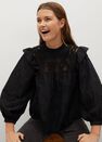 Mango - black Frilled openwork blouse Mango - black Frilled openwork blouse