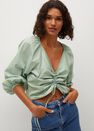 Mango - green Cotton blouse with ruched detail Mango - green Cotton blouse with ruched detail