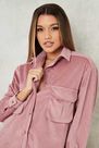 Missguided - Pink Blush Soft Cord Oversized Shirt Dress Missguided - Pink Blush Soft Cord Oversized Shirt Dress