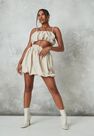 Missguided - Stone Co Ord Drawstring Puffball Mini Skirt Missguided - Stone Co Ord Drawstring Puffball Mini Skirt