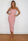 Missguided - Rose Transparent Strap Knit Midaxi Dress Missguided - Rose Transparent Strap Knit Midaxi Dress