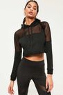 Missguided - Black Mesh Panel Cropped Hoodie Missguided - Black Mesh Panel Cropped Hoodie