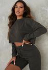 Missguided - Dark Grey Cropped Sweatshirt And Cycling Short Co Ord Set Missguided - Dark Grey Cropped Sweatshirt And Cycling Short Co Ord Set