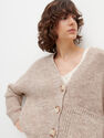 Reserved - Beige Cropped Cardigan With Pockets, Women Reserved - Beige Cropped Cardigan With Pockets, Women