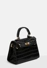 Missguided - Black Black Croc Mini Handbag Missguided - Black Black Croc Mini Handbag